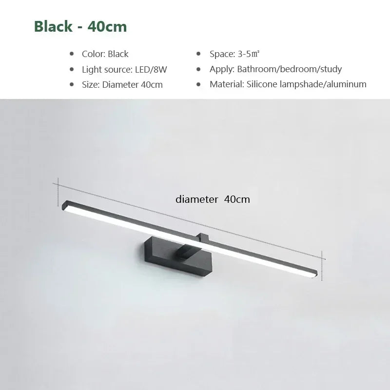Moderne LED-Wandlampe – Drei-Farben-Badezimmer-Wandleuchte mit Aluminium-Finish für Spiegel, Bad & Wohnkultur