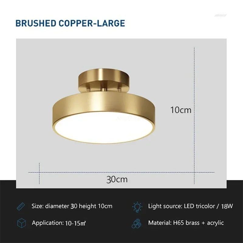 Moderne LED-Deckenleuchte – Drehbare Kupferlampe für Wohnzimmer, Schlafzimmer, Flur und Restaurant, sanfte Beleuchtung für die Wohnkultur