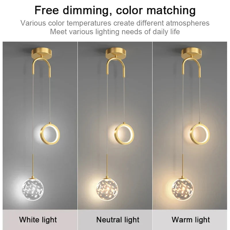 Moderne LED-Pendelleuchte – 2-Wege Innenhängelampe für Wohnzimmer, Schlafzimmer, Esstisch mit einstellbaren 3 Lichtfarben