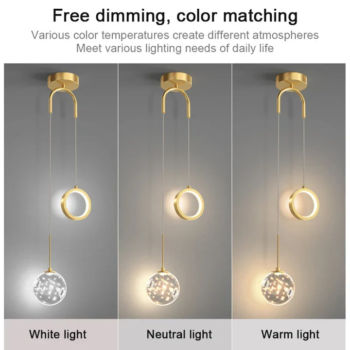 Moderne LED-Pendelleuchte – 2-Wege Innenhängelampe für Wohnzimmer, Schlafzimmer, Esstisch mit einstellbaren 3 Lichtfarben