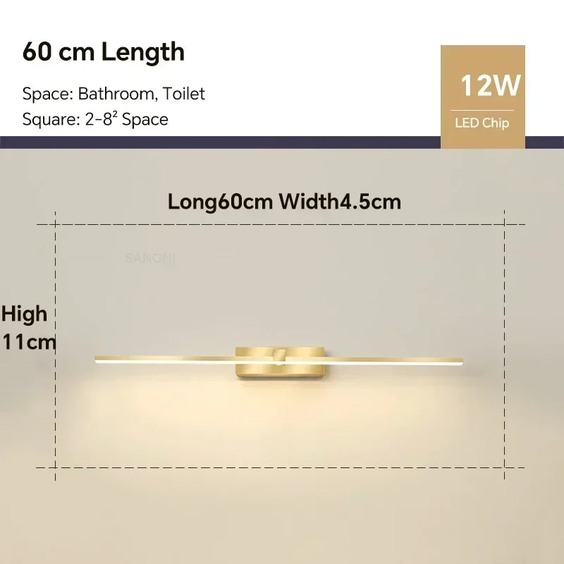 Moderne LED-Wandlampe – Drei-Farben-Badezimmer-Wandleuchte mit Aluminium-Finish für Spiegel, Bad & Wohnkultur