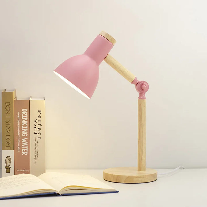 Kreative Nordische Holz Kunst LED Tischlampe – Verstellbarer Kopf & Augenschutz
