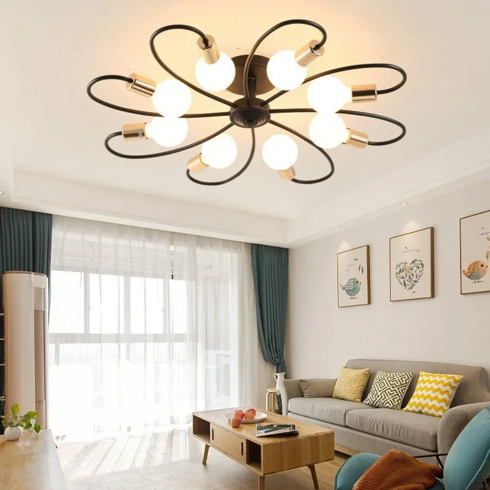 Moderne LED-Deckenlampen - Industrielles Eisen Schwarz/Goldene Nordic Minimalismus