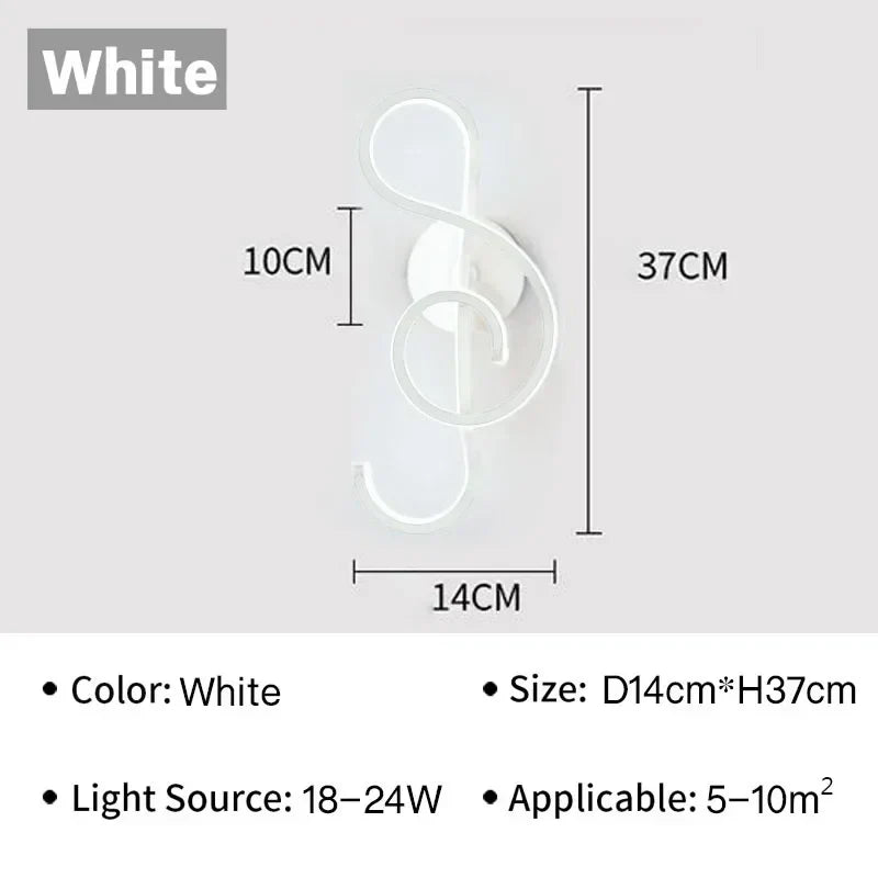 Moderne LED Wandleuchte - Musikalische Note Wandlampe für Schlafzimmer, Wohnzimmer und Büro, Berührung Ein/Aus, Auf- und Abwärts Lichtrichtung, Innenraum Dekoration