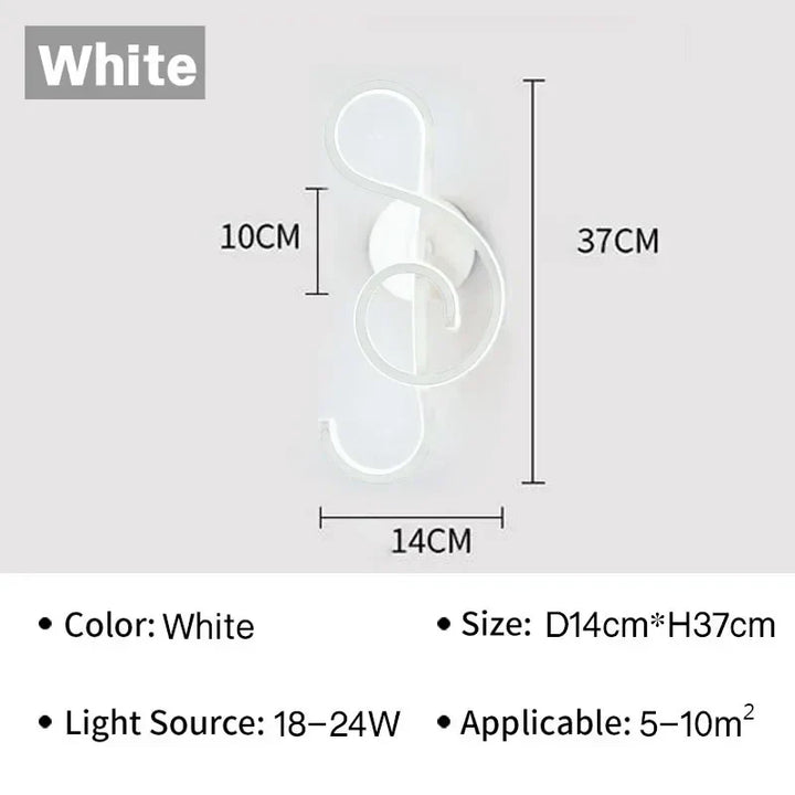 Moderne LED Wandleuchte - Musikalische Note Wandlampe für Schlafzimmer, Wohnzimmer und Büro, Berührung Ein/Aus, Auf- und Abwärts Lichtrichtung, Innenraum Dekoration