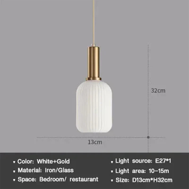 Moderne Nordische Glas Pendelleuchte – Einzelkopf LED Hängeleuchte für Esszimmer, Schlafzimmer, Café und Studium – Weiß, Grün, Cognac & Mehr