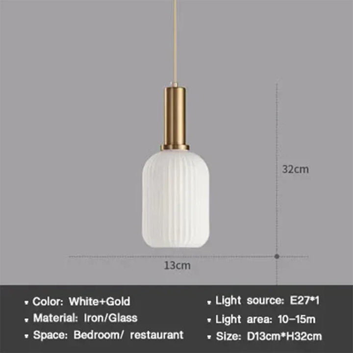 Moderne Nordische Glas Pendelleuchte – Einzelkopf LED Hängeleuchte für Esszimmer, Schlafzimmer, Café und Studium – Weiß, Grün, Cognac & Mehr