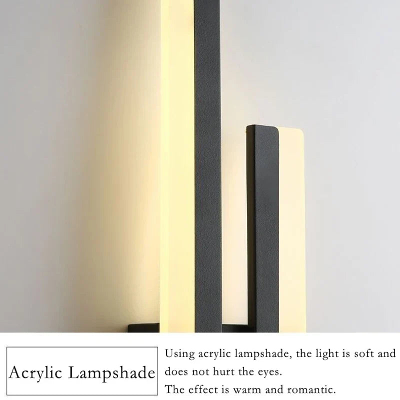 Moderne LED Wandleuchte – Schwarze & Goldene Acrylwandleuchte für Wohnzimmer, Schlafzimmer und Innendekoration