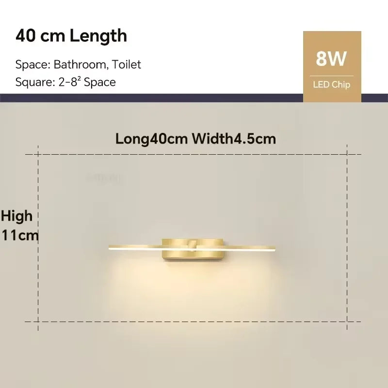 Moderne LED Wandleuchte für das Badezimmer – 3-farbig einstellbare Licht Aluminium LED Spiegel Lampe für Make-up und Baden