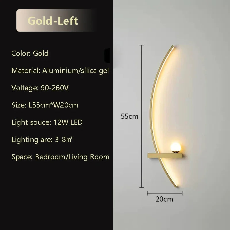 Moderne LED-Wandlampe Schwarz Gold - Schlankes Langstreifen-Design für vielseitige Beleuchtung