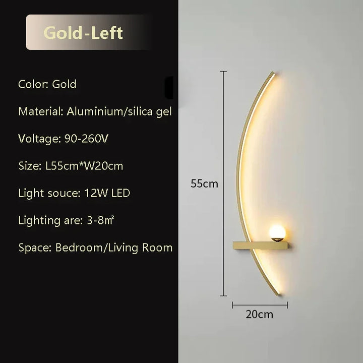 Moderne LED-Wandlampe Schwarz Gold - Schlankes Langstreifen-Design für vielseitige Beleuchtung