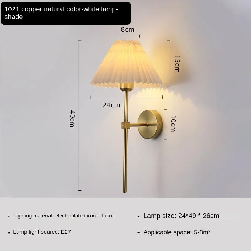 Nordic LED Wandleuchte – Modernes Retro-Design für Wohnzimmer, Schlafzimmer und Arbeitszimmer, E27-Fassung, Stoffschirm, Wandmontage