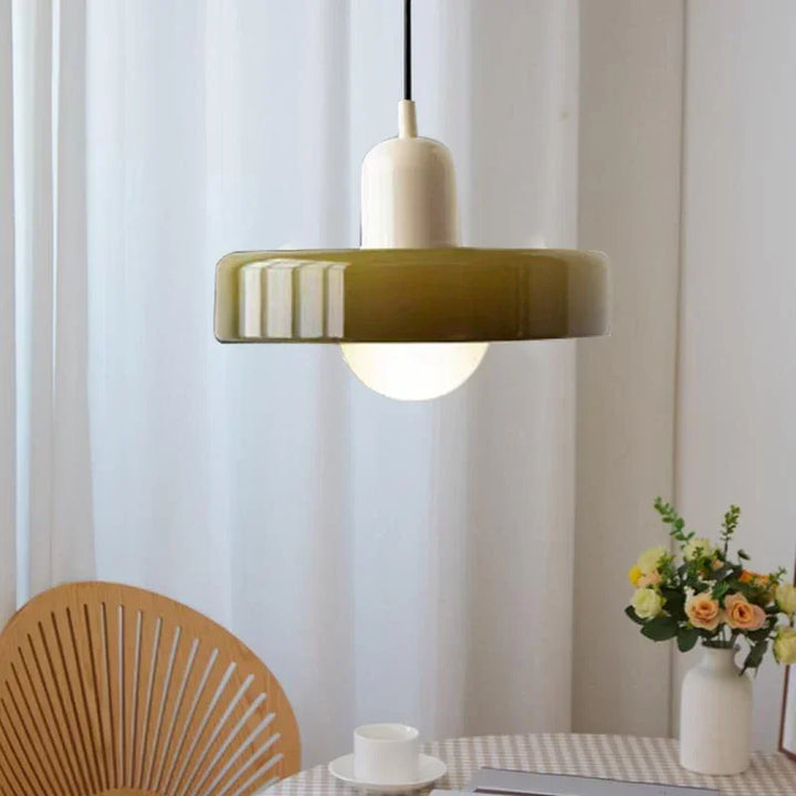 Nordic Glas Pendelleuchte – Moderne LED Hängeleuchte für Wohnzimmer, Schlafzimmer, Esszimmer und Bar, 3 Bonbonfarben