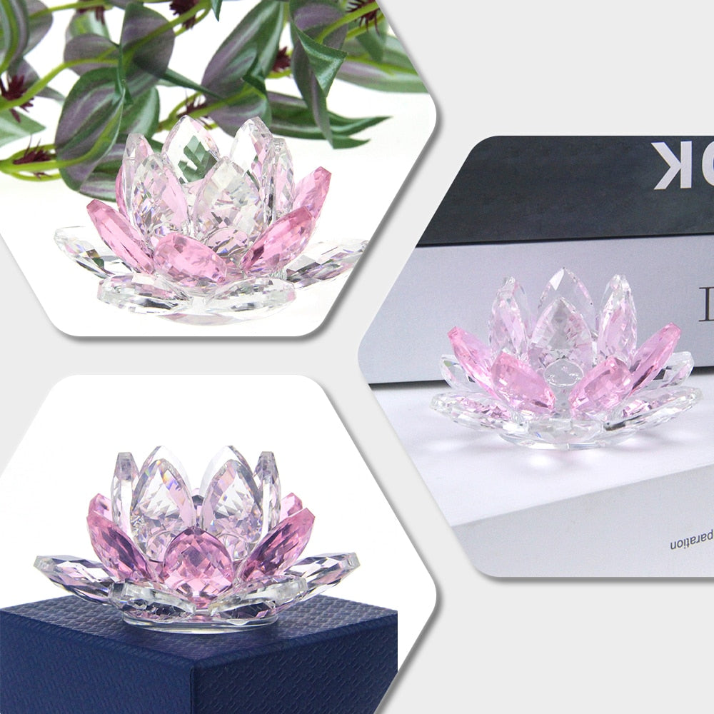 Kristall Lotusblume Handwerk Glas Papiergewicht Wohnkultur Ornamente Figuren Haus Hochzeit Party Dekor Geschenke Souvenir