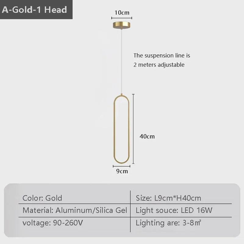 Moderne LED Pendelleuchte – Schwarze und goldene hängende Lampe für Schlafzimmer, Wohnzimmer und Esszimmer – Stilvolle Deckenleuchte für Innenräume