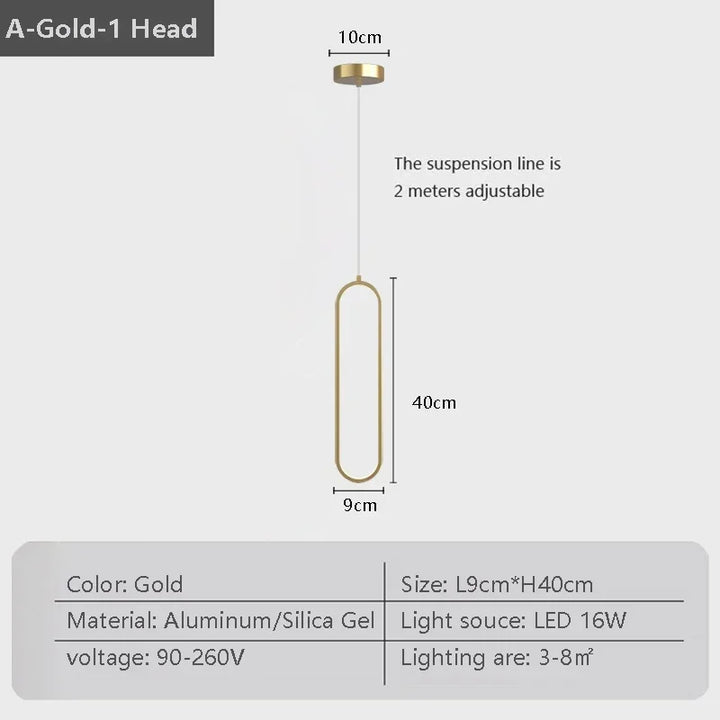 Moderne LED Pendelleuchte – Schwarze und goldene hängende Lampe für Schlafzimmer, Wohnzimmer und Esszimmer – Stilvolle Deckenleuchte für Innenräume