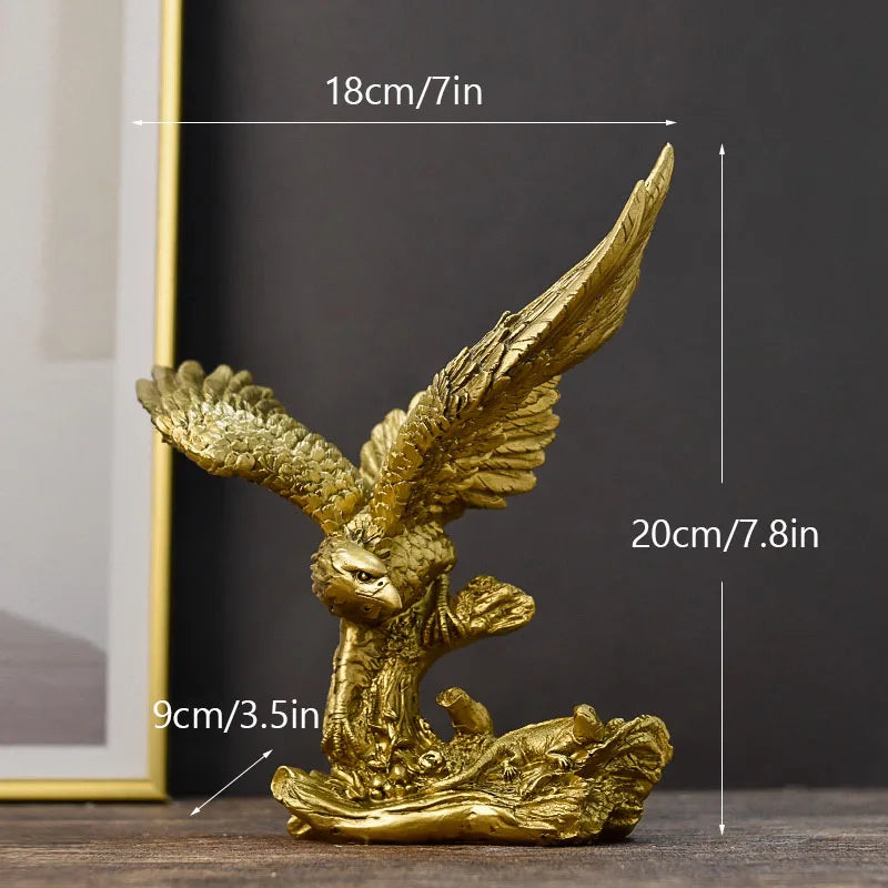 Harz Goldener Adler Statue Kunst Tier Modell Sammlung Ornament Home Büro Schreibtisch Feng Shui Dekor Figuren einfach