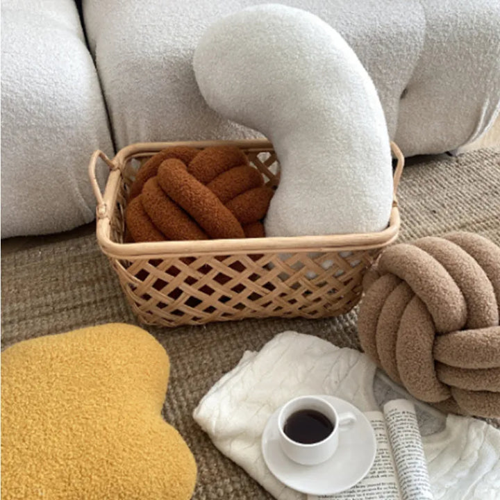 Nordic Bouclé Abstract Kissen – Minimalistisches Plüschkissen