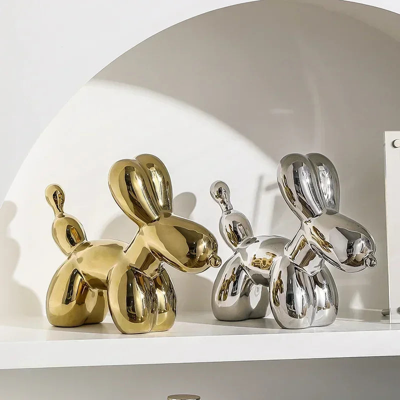 Nordic Keramische Ballonhund Skulptur Gold Tier Dekorationen Statue Wohnzimmer Ornamente Kreatives Schreibtisch Ornament Heim Deko