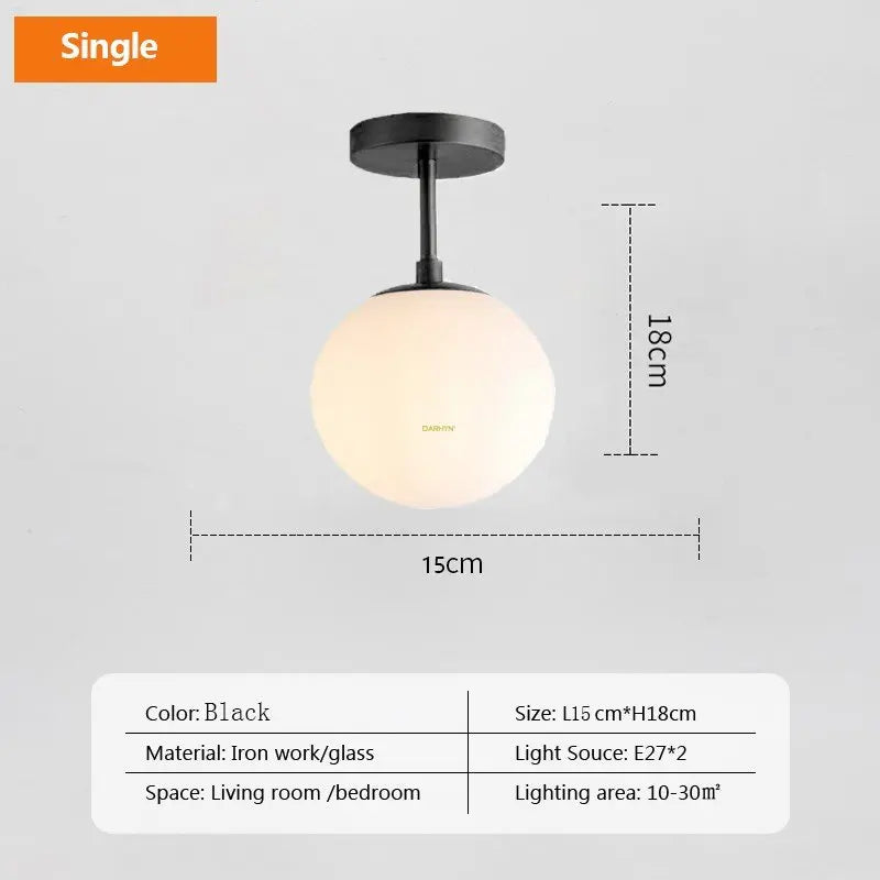 Moderne Nordische LED-Deckenleuchte – Goldene Eisen- und Glaslampe für Flur, Gang, Garderobe, Balkon und Schlafzimmer