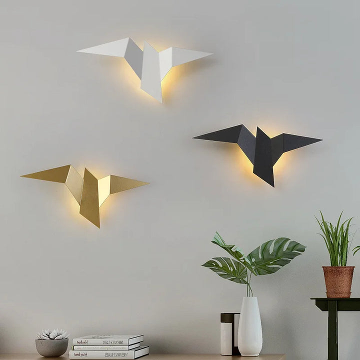 Nordic LED Vogel Wandlampe – Moderne Wandbeleuchtung für Schlafzimmer, Wohnzimmer, Treppen und Nachttisch – Oben & Unten Beleuchtung, Eisen Schirm, AC-Betrieb