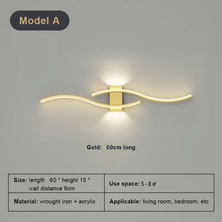 Moderne LED Wandlampe – Schwarze, Weiße und Goldene Wandlicht-Applikation für Wohnraum, Schlafzimmer, Nachttisch und dekorative Beleuchtung