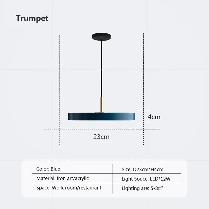 Moderne LED Pendelleuchte – 23/30cm Scheibenhängelampe für Schlafzimmer, Wohnzimmer, Büro und Gang – Dimmbares LED Deckenlicht