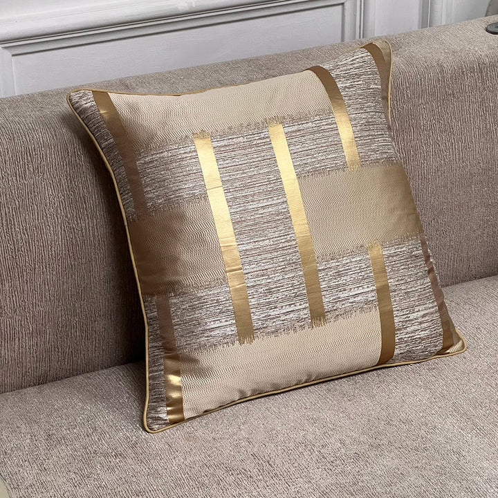 Glänzende Goldene Silberne Streifen Jacquard Kissenbezüge 45x45cm Kissenbezüge Quadratische Bezüge Für Sofa Wurfkissen Leichte Luxuriöse Nordische Wohnkultur