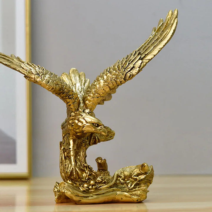 Harz Goldener Adler Statue Kunst Tier Modell Sammlung Ornament Home Büro Schreibtisch Feng Shui Dekor Figuren einfach