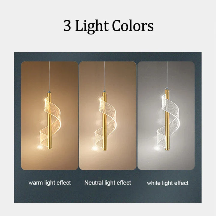 Nordic LED Pendelleuchte – Moderne Hängelampe für Wohnzimmer, Schlafzimmer, Esstisch und Flur – Goldene Acrylschirm, Innenraumdekoration