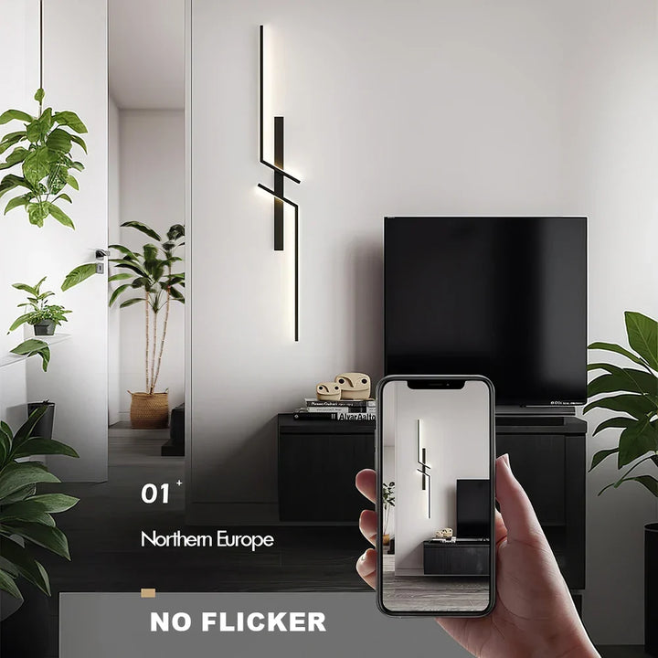 Moderne dimmbare LED-Wandleuchte – Fernbedienbare minimalistische Wandleuchte für Schlafzimmer, Wohnzimmer und TV-Hintergrund