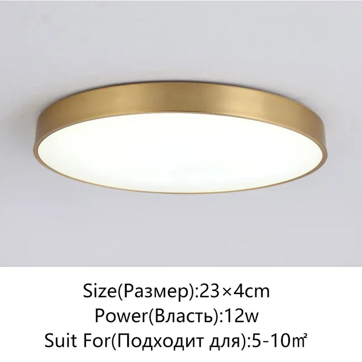 Moderne LED Flur Deckenleuchten - Einfache goldene Rundlampen