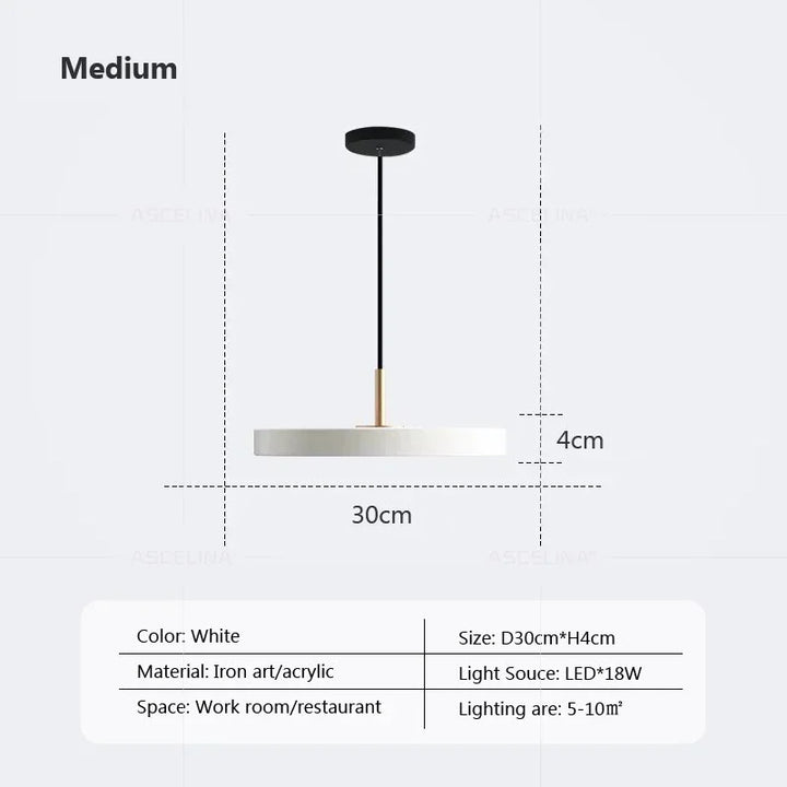 Moderne LED Pendelleuchte – 23/30cm Scheibenhängelampe für Schlafzimmer, Wohnzimmer, Büro und Gang – Dimmbares LED Deckenlicht