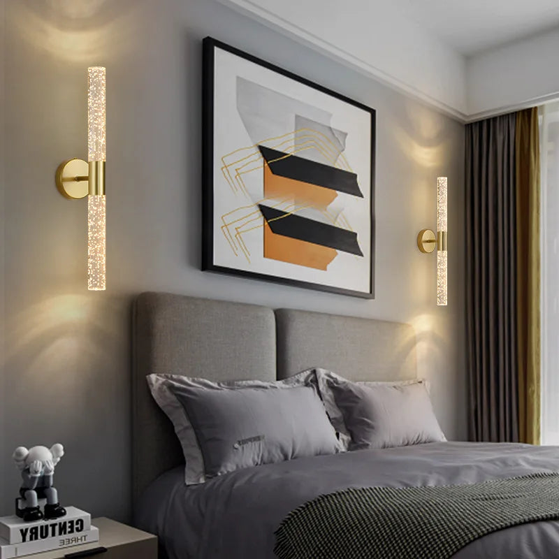 Moderne LED Kristall Wandleuchte – Schlanke wandmontierte Leuchte für Schlafzimmer, Wohnzimmer, Gang und Flur
