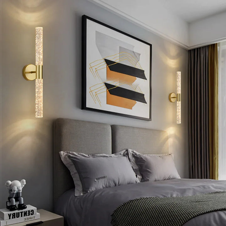 Moderne LED Kristall Wandleuchte – Schlanke wandmontierte Leuchte für Schlafzimmer, Wohnzimmer, Gang und Flur
