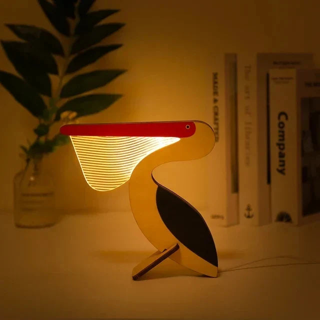 Charmante Holz Tiere LED Nachttischlampen