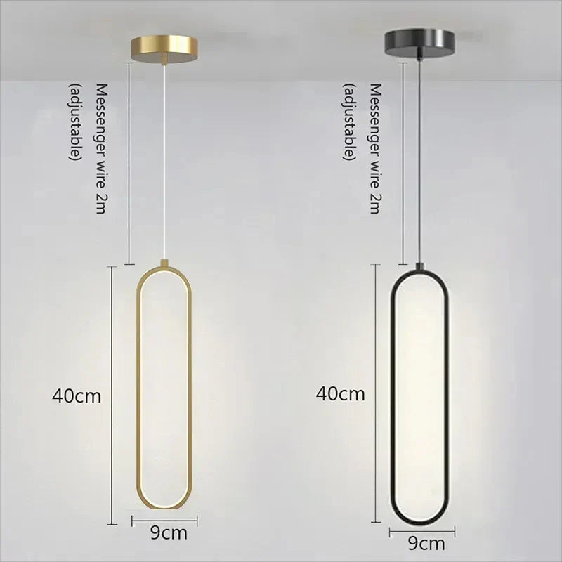 Moderne LED Pendelleuchte – Schwarze und goldene hängende Lampe für Schlafzimmer, Wohnzimmer und Esszimmer – Stilvolle Deckenleuchte für Innenräume