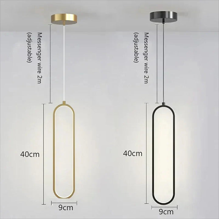 Moderne LED Pendelleuchte – Schwarze und goldene hängende Lampe für Schlafzimmer, Wohnzimmer und Esszimmer – Stilvolle Deckenleuchte für Innenräume