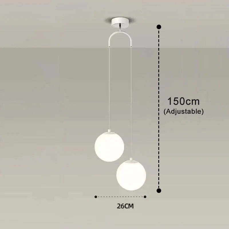 Moderne Glas LED Pendelleuchte – Nordischer Stil Hängeleuchte für Wohnzimmer, Schlafzimmer, Restaurant und Bar, 220V AC, Innenbeleuchtung Einbauleuchte