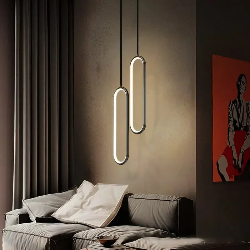 Moderne LED Pendelleuchte – Schwarz und Gold Hängelampe für Schlafzimmer, Wohnzimmer und Esszimmer Dekor