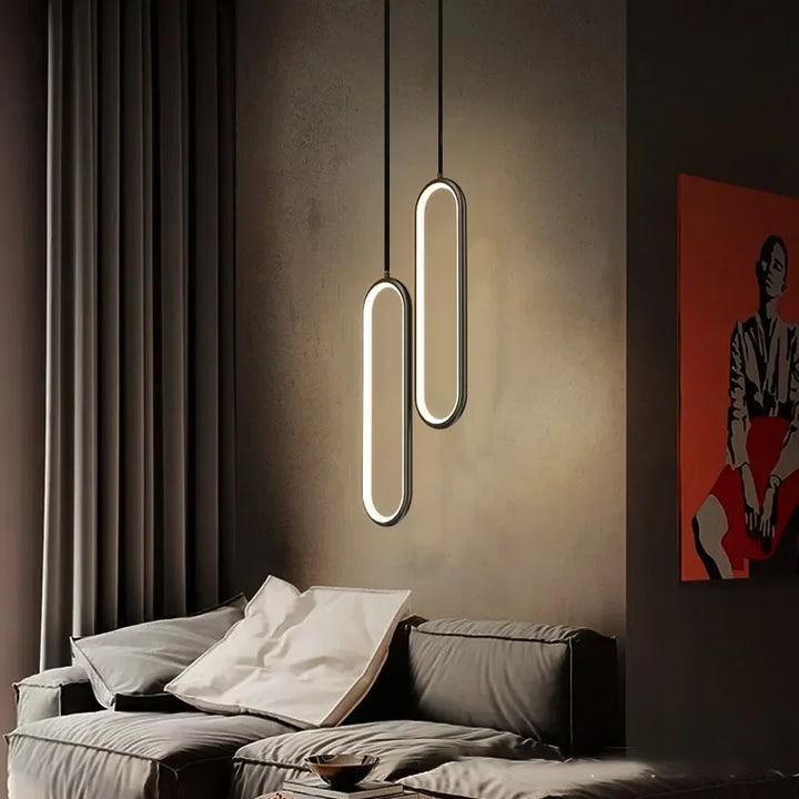 Moderne LED Pendelleuchte – Schwarz und Gold Hängelampe für Schlafzimmer, Wohnzimmer und Esszimmer Dekor