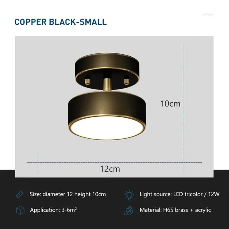 Moderne LED-Deckenleuchte – Drehbare Kupferlampe für Wohnzimmer, Schlafzimmer, Flur und Restaurant, sanfte Beleuchtung für die Wohnkultur