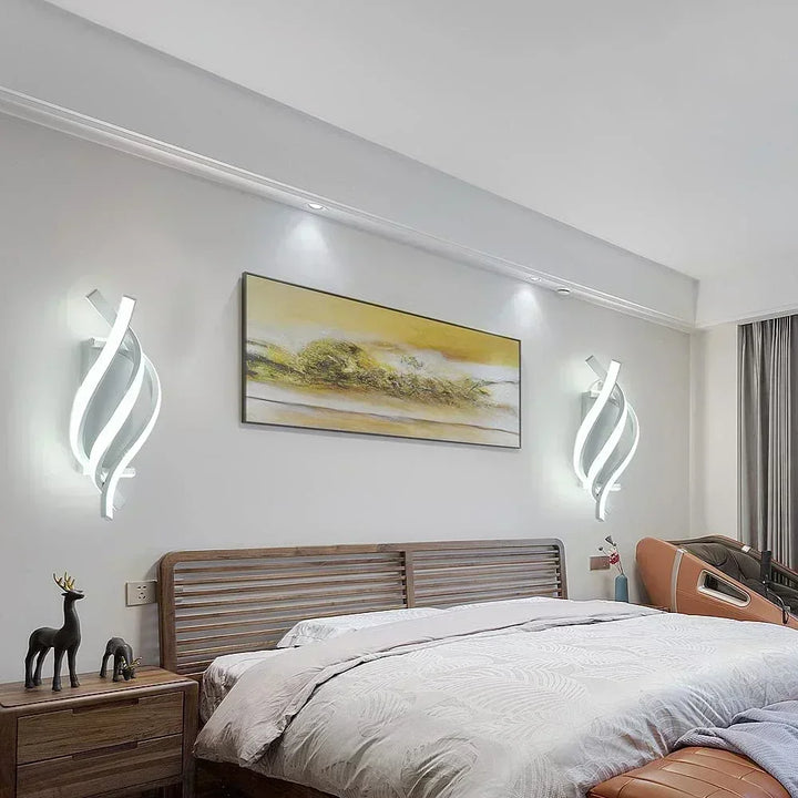 Moderne LED-Wandleuchte – Gekrümmtes Spiraldesign, Up & Down Wandleuchte für Wohnzimmer, Schlafzimmer, Küche und Badezimmer, Schwarz, Gold & Weiß