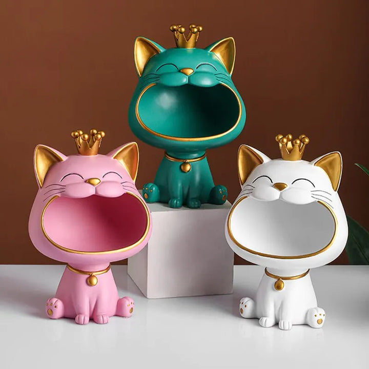 Fortune Crown Big Mouth Cat Eingang Schlüsselhalter Dekoratives Ornament, Leichte Luxus Einweihungsgeschenk Skulptur
