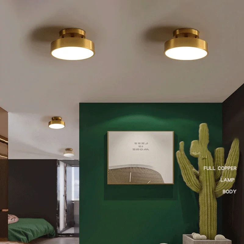 Moderne LED-Deckenleuchte – Drehbare Kupferlampe für Wohnzimmer, Schlafzimmer, Flur und Restaurant, sanfte Beleuchtung für die Wohnkultur