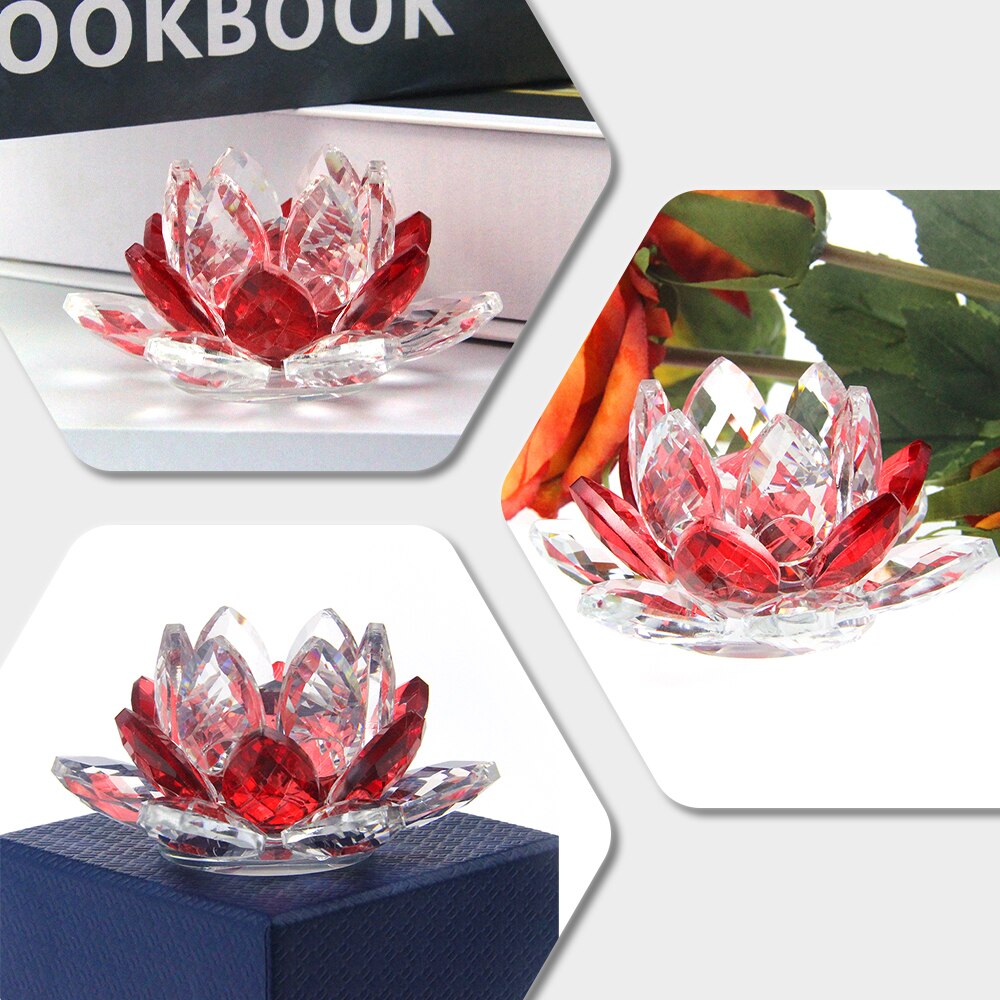 Kristall Lotusblume Handwerk Glas Papiergewicht Wohnkultur Ornamente Figuren Haus Hochzeit Party Dekor Geschenke Souvenir