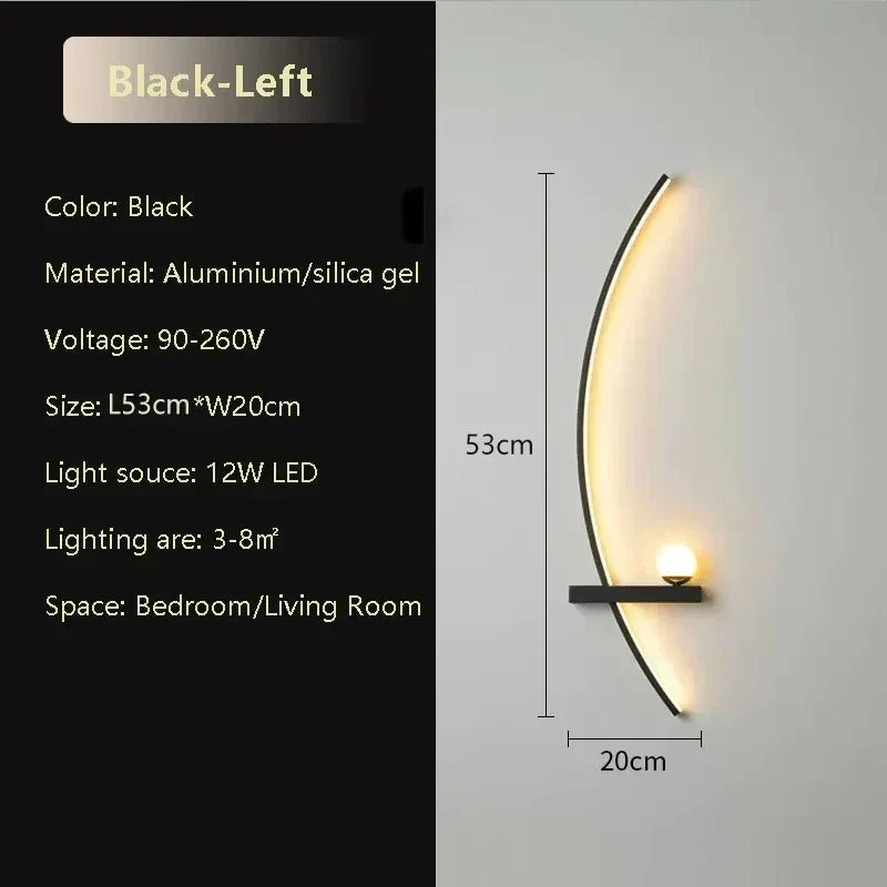 Moderne LED-Wandlampe – Aluminium 53 cm langer Streifenlicht für Schlafzimmer, Wohnzimmer, Flur und Innenräume – Dimmbare mit Fernbedienung