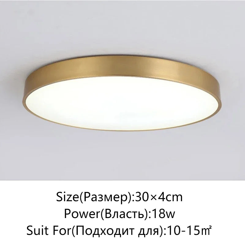 Moderne LED Flur Deckenleuchten - Einfache goldene Rundlampen