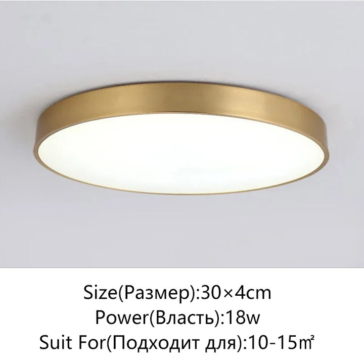 Moderne LED Flur Deckenleuchten - Einfache goldene Rundlampen