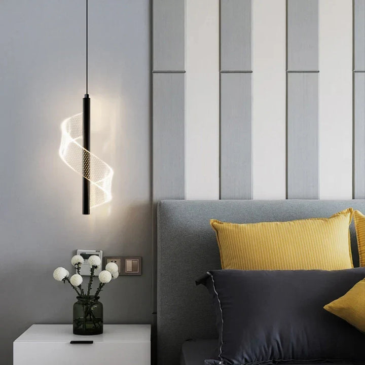 Nordic LED Pendelleuchte – Moderne Hängelampe für Wohnzimmer, Schlafzimmer, Esstisch und Flur – Goldene Acrylschirm, Innenraumdekoration